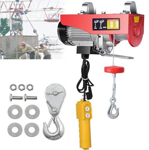 GplHAIN Palan éLectrique, Petite Grue 300Kg-1000Kg, Hauteur De Levage 20M, avec éLingue Simple/Double, Double Dissipation Thermique, pour Le Levage dans Les Usines, EntrepôTs, Chantiers, Mines,1000KG