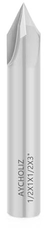 AYCHOLIZ 4 Flutes 1/2 Inch Chamfer End Mill Tungsten Steel 60 Degree V Groove Router Bit Professional CNC Chamfer Mill for Chamfering