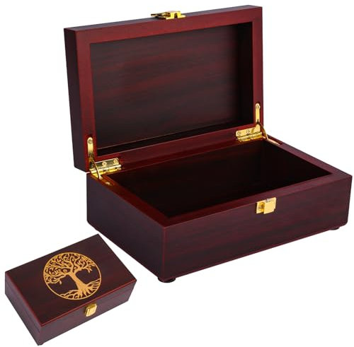 Tree of Life Wooden keepsake Box - Wooden Decorative Boxes with Lids/Keepsake Boxes with Lids - Wood Decorative Storage Boxes with Lids - Memorial Box (Tree of Life, Small)