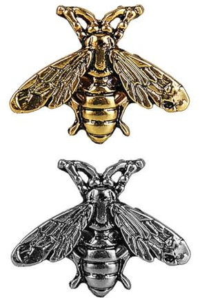 Danshinbow 2 Stück Legierung Bienen Brosche Insekten Tier Pin Zubehör für Frauen, Einheitsgröße, Metall, Kein Edelstein