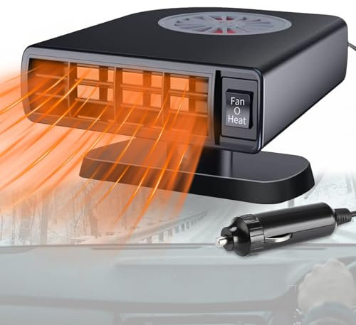 Portable 12V Car Heater Defroster, 150W Auto Heater Fan Anti-Fog Car Defroster That, 2 in 1 Fast Heating and Cooling Function for Car Defroster Windshield Fast Defogger, Plug in Cigarette Lighter
