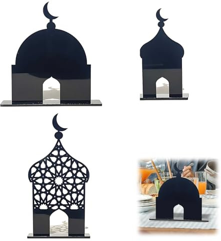 Eid Mubarak Dekorationen， Ramadan Freistehend Dekoration,Wunderschöne Ramadan-Deko - Umrah Mubarak - Islamische Geschenke - Tischdeko und Dekoration für Eid und Hajj Mubarak