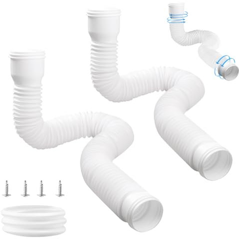 Gemsaya 2 Stück Dachrinne Fallrohr Verlängerung Flexible, Regenrinnen Ablauf Regentonne für Fallrohr 80mm & 100mm, Auffangbecken Fallrohr Erweiterungsset Extender von 47 bis 150 cm, Weiß