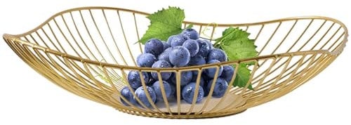 Portafrutta Minimalista in Metallo - Cestino Da Tavolo Moderno Nero/Oro per Centrotavola