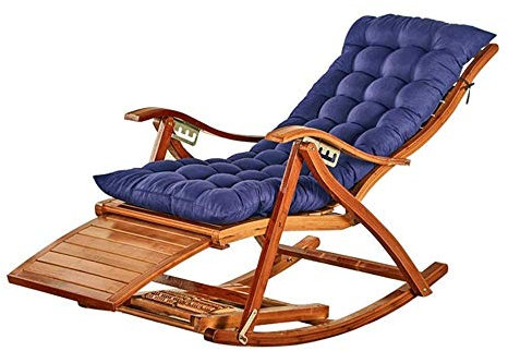 Chaise longue portable pliable en bambou avec fonction inclinable à bascule et balles de pieds, idéale pour les personnes âgées, le jardin, la relaxation et les bains de soleil (marron)