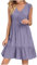 HAOLEI Robe De Soiree Femme Chic Elegant Col V san Manches éTé BohèMe Tunique Robe Ample A-Line Mi-Longue Dress Grande Taille DéContractéE Robes Unie Taille Haute Robes pour FêTer Vacances Plage