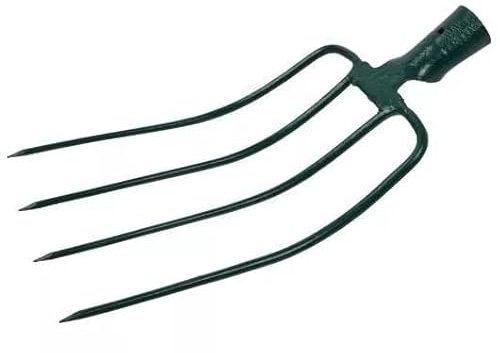 Garden Fork Head with 4 Prongs, 30 cm Tines, 42.5 cm Total Length, Heavy-Duty Steel