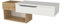 Vente-unique-Console Suspendue avec 1 tiroir et 2 niches - Naturel et Blanc - DAREKA