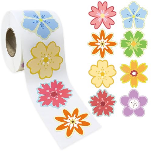 Lot de 500 étiquettes autocollantes en forme de fleur de 3,8 cm pour enveloppes, boîtes cadeaux, cartes de Saint-Valentin, sacs à bonbons, étiquettes artisanales