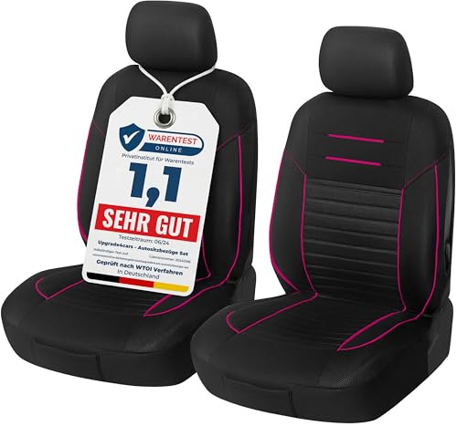 Upgrade4cars Coprisedili Anteriori Set Versione 2026 Rosa Auto Universale | Per guidatore & passeggero | Inodore & antiscivolo | Adatto a tutte le stagioni | Qualità collaudata