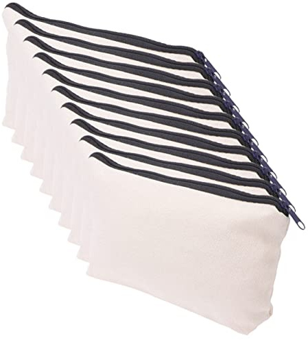 Lurrose 10stücke Canvas Kosmetiktasche mit Reißverschluss Make Up Organizer Bag für Reisen Camping und Fitness Leere DIY-basteltasche aus Canvas für Toilettenartikel und Kosmetika