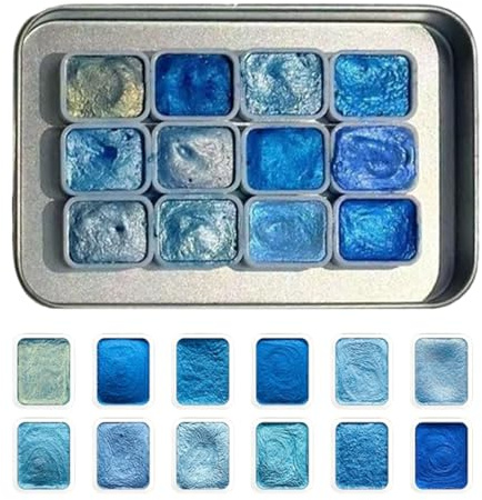 Peinture Aquarelle Pailletée | Fournitures Artistiques 12 Couleurs pour Maternelle | Matériel de Dessin Portable Débutants Filles Garçons | Maison Salle de Classe Anniversaire