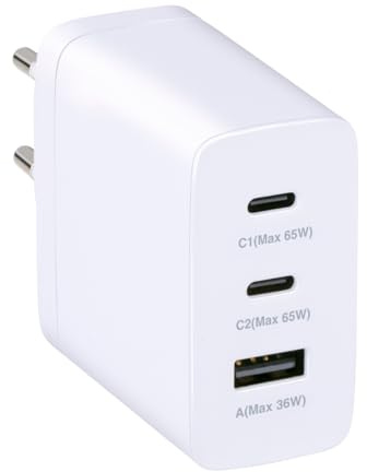 Grundig USB C Ladegerät 65W - Schnellladegerät mit 2X USB-C und 1x USB-A - Adapter für Handy Laptop Tablet - Kompakter USB Stecker für Unterwegs