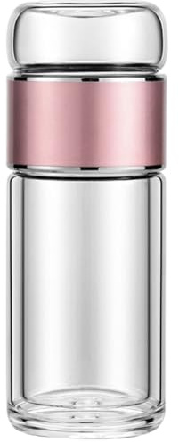 Milisten Bouteille Infuseur à Thé en Verre 250 Ml Portable Couleur Rose Doré Passoire Fine pour Thé en Vrac Infuseur Intégrée Bureau et Voyage