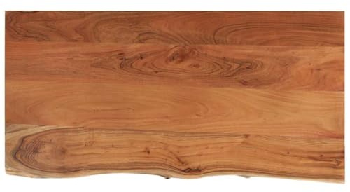 Qnhdfrt Tischplatte 80x40x3,8 cm Akazien-Massivholz mit runder Baumkante Moderne Massivholzplatte für Bartisch Couchtisch Arbeitsplatte Küche Büro Wohnzimmer Esszimmer