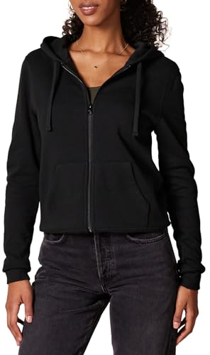 Amazon Essentials Felpa con Cappuccio e Cerniera in Pile Donna, Nero, M