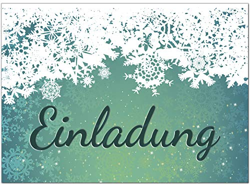 10 x Einladungskarten mit Umschlag zur Weihnachtsfeier/Motiv: Grün-Blaue Einladung/Weihnachten/Christmas Party/Einladung/für Firmen