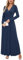 OUGES Women's Winter Spring Casual V Neck Long Sleeve Wrap Ladies Maxi Long Dress with Pockets(Navy,XL)