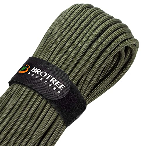 Brotree Paracord 4mm 30M 9 Stränge 100% Nylon Seil Schnüre Typ III für Survival, Outdoor, Heimwerken - Bruchlast 280kg (Armee Grün)