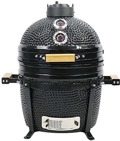 YNNI KAMADO TQ0015BL - Kamado independiente de 15.7 pulgadas, parrilla, negro, barbacoa, cerámica, huevo, ahumador, TQ0015BL
