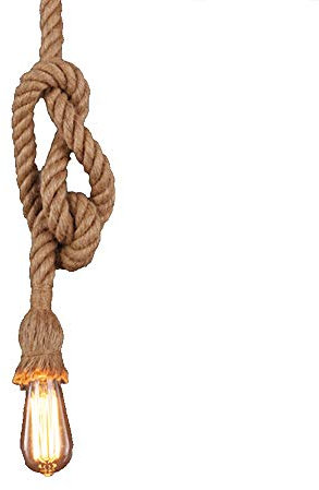 E27 Lámpara Cuerda Vintage 2m Lámpara de Techo de Cáñamo Rústico Retro Estilo Comedor Restaurante Cafe Iluminación No contiene bombillas