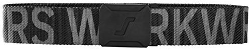 MENS SNICKERS WORWEAR BLACK/GREY LOGO WEB WORK BELT WITH METAL BLACK BUCKLE 9004