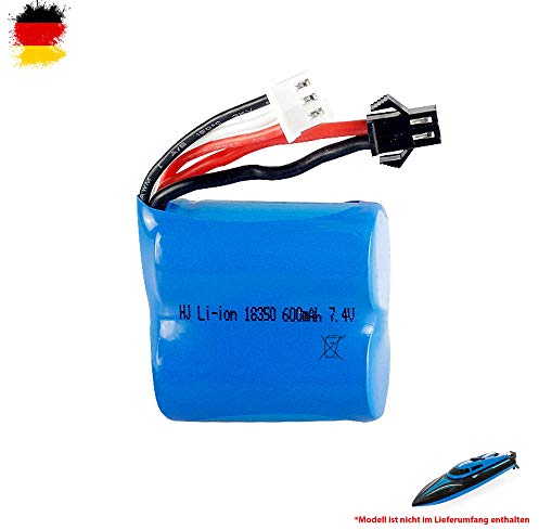 Original Li-ion 18350 Akku 7.4V 600mAh für RC Boot Boat Speedboot von Skytech, JJRC, E T, Rayline, Gizmovine Sgile Torro usw, SM-2P Stecker, Ersatzakku für Fahrzeug, Panzer, Flugzeug, Bagger, Auto