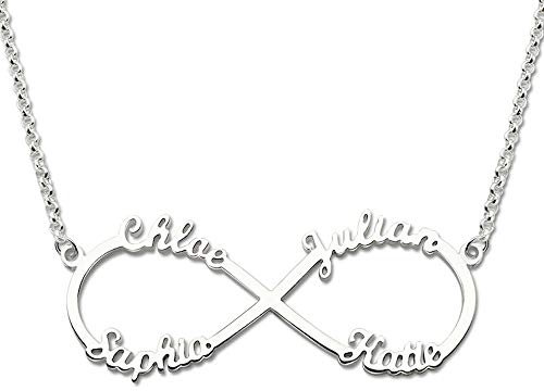 Collana infinito con nome in argento sterling 925 con due/tre/quattro nome personalizzato, Collana Infinito con Nome in Argento/Oro Rosa/Oro