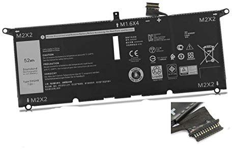 ASKC 52Wh DXGH8 Batterie pour Dell XPS 13 9370 2018 Series XPS 13-9370-D1605G 13-9370-D1605S 13-9370-D1705G D1705S D1805G D1809G D1905TG D2905G 13 9380 2019 Laptop