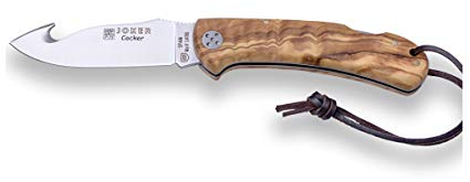 joker Coltello da tasca Cocker MOVA lama in acciaio inox 9 cm e cache in legno d'ulivo, cordoncino in pelle, NO135 Multiuso per attività di Sopravvivenza All'aperto