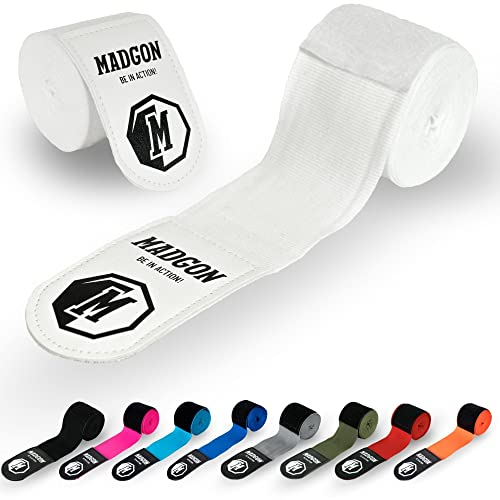 MADGON Boxbandagen mit Daumenschlaufe & starkem Klett | Box Bandage in 3 m / 3,8 m / 4,5 m – ideal für Boxen, MMA, Kickboxen, Training & Sparring | 2er Set