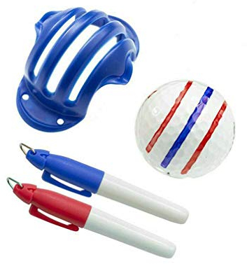 Keeplus Golfball Triple Track 3-Linien-Markierungsschablone ERC Chrome Soft Odyssey 2 Pen - Ausrichtungsmarkierungswerkzeug für Golf-Trainingsvorlagen (Radom-Farbe)