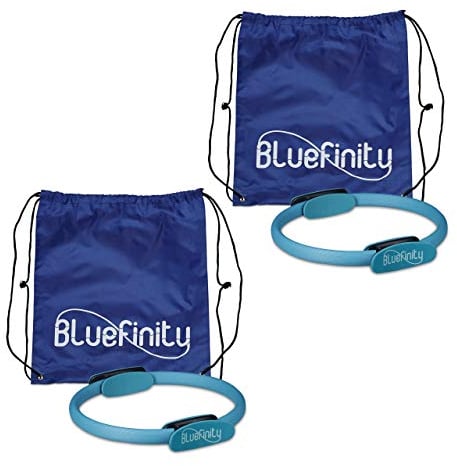 Bluefinity 2 x Pilates Ring, Doppelgriff, Gepolstert, D: 39 cm, Fiberglas, Schaumstoff, Yoga Circle, Widerstandsring, türkis