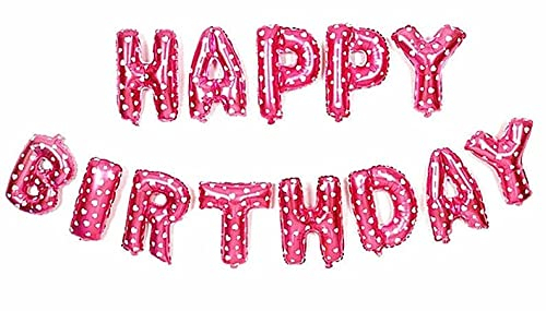 Happy Birthday Banner Birthday Bunting with Latex Balloons Perfect for Birthday Party Decorations (Pink)