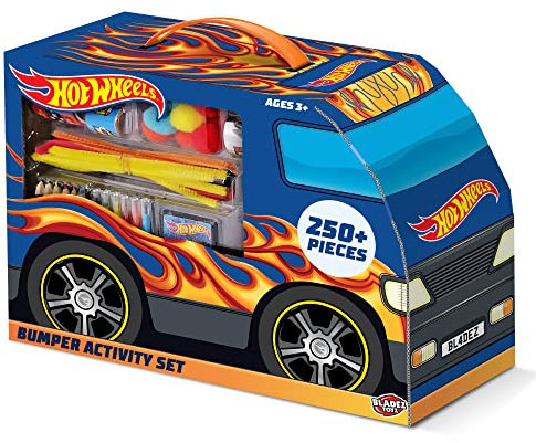 BLADEZ Hot Wheels Bumper Activity Set, Arts and Crafts, Licensed Stationary Set with pens and stickers, 250+ pieces, Creative Maker Kitz by Bladez Toyz