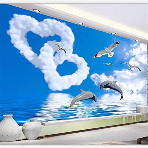 XTSWallpaper Fototapete 3D Effekt 400X280Cm Blau Ozean Wolken Wandtattoo Wandaufkleber Tapete Fototapete 3D Effekt Wandbild Wandtapete Hauptdekorationen Für Wohnzimmer Schlafzimmer