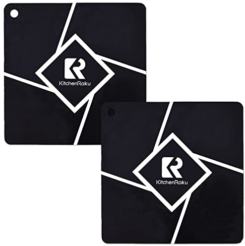 Induction Hob Protector-(Magnetic) Cooktop Scratch Protector - for Induction Stove, Multifunctional Silicone Mats by KitchenRaku (26x26cm, Black)