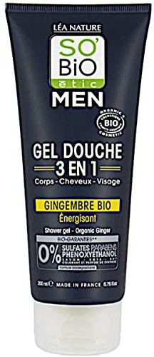 So'Bio Étic Gel douche Men 3 en 1, Gingembre bio 200 ml
