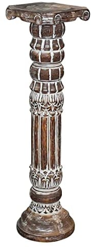 Oriental Galerie Säule Blumensäule Dekosäule Ständer Sockel Podest Blumenständer Holz Modell Batya 80 cm mittel Whitewash