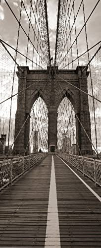A.Monamour Türtapete Selbstklebend Türfolie Türposter 3D Brooklyn-Brücke In New York City Vinyl Folie Türdeko Tapete Wandbild Türaufkleber Türtattoo 77 x 200 cm