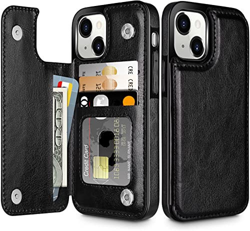 Coolden for iPhone 14 Plus Case Wallet Case Cover with Card Holder Slot Shockproof Case Flip Folio PU Leather Wallet Magnetic Closure Protective Case Cover for iPhone 14 Plus Phone Case (Black)