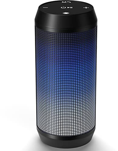 VOSFEEL Bluetooth Lautsprecher LED Tragbare Musikbox Kabellos 360° Surround-Sound für Reise Outdoor Party Bluetooth Box für Handy PC TF-Karte/U-Disk, 10W