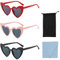 LSYYSL 3 Stück Retro-Sonnenbrille in Herzform mit 1 Stück schwarzem Brillentuch und 1 Stück schwarzer Brillen-Aufbewahrungstasche, schwarz-rot-rosa Party-Sonnenbrille, Cat-Eye-Sonnenbrille