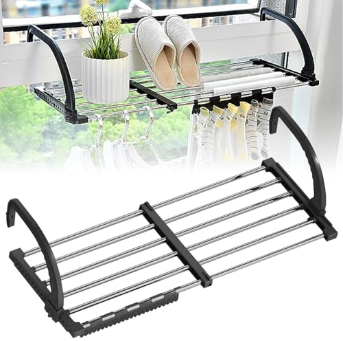 Stendibiancheria: Estensibile Zusammenenkla Asciugatrice da balcone (42 – 72 cm), Portasciugamani per termosifone, piccolo asciugacapelli riscaldato da parete per interni ed esterni, in acciaio inox