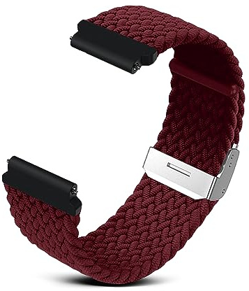 RoYiio Uhrarmband 20mm/22mm Nylon Gewebtes (20mm Armband, Weinrot) | Bequem, Mode, Atmungsaktiv, 20mm Ersatzarmband für Herren und Damen