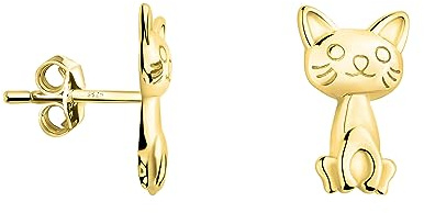 SOFIA MILANI - Damen Ohrringe 925 Silber - vergoldet/golden - Katzen Ohrstecker - E2261