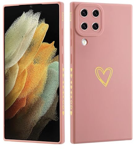 LENGRACE für Huawei P40 Lite Liebesmuster Hülle,Galvanik Goldfarbene Herzmuster Stilvoll für Mädchen Frauen Stoßfeste Silikon TPU Handyhülle-Rosa