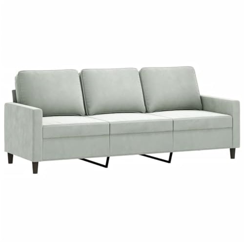 vidaXL Sofa 3 Sitzer, Couch für Wohnzimmer, Polstersofa mit Metallgestell, Loungesofa Sitzmöbel Samtsofa Dreisitzer, Hellgrau Samt