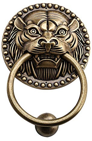 NEECS Cast Iron Door Bell Door Knocker Vintage Exterior Door Knockers Gate Handle,Classic Tiger Head Pull Ring with Antique Bronze Finish,for Indoor Furniture Dressing Table Rack (Size :