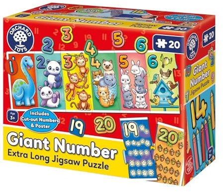 Orchard Toys Giant Number Age 3+, Educational and Fun Puzzle, Includes Poster and Learning Guide, Ideal for Kids +